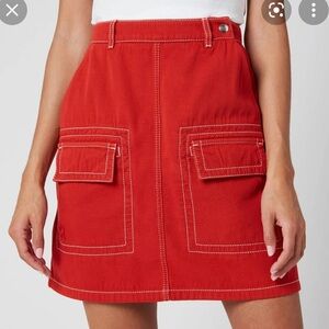 Kenzo Patch Pocket Straight Short Skirt Medium Orange NWT